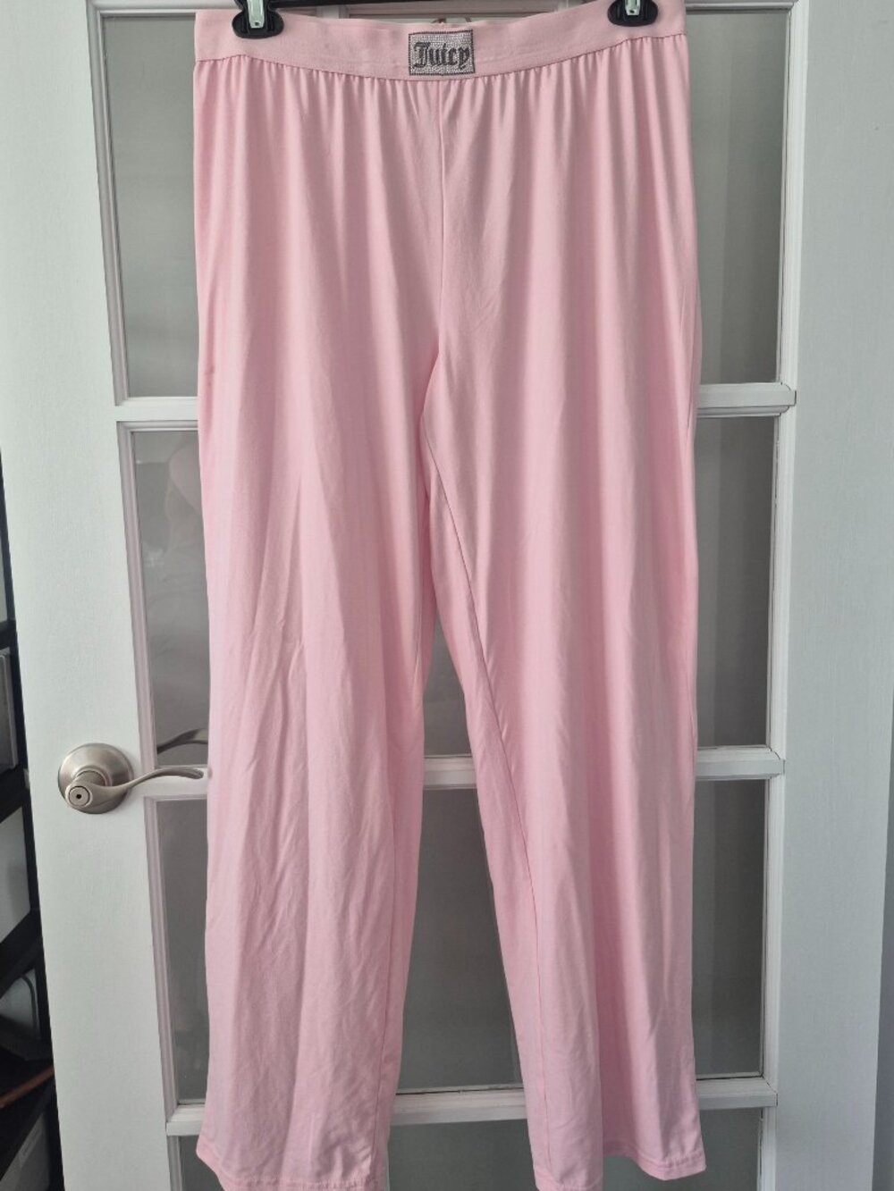 Juicy Couture Light Pink Lounge Pants – Elastic Waist Soft Knit Bottoms (Size L)
